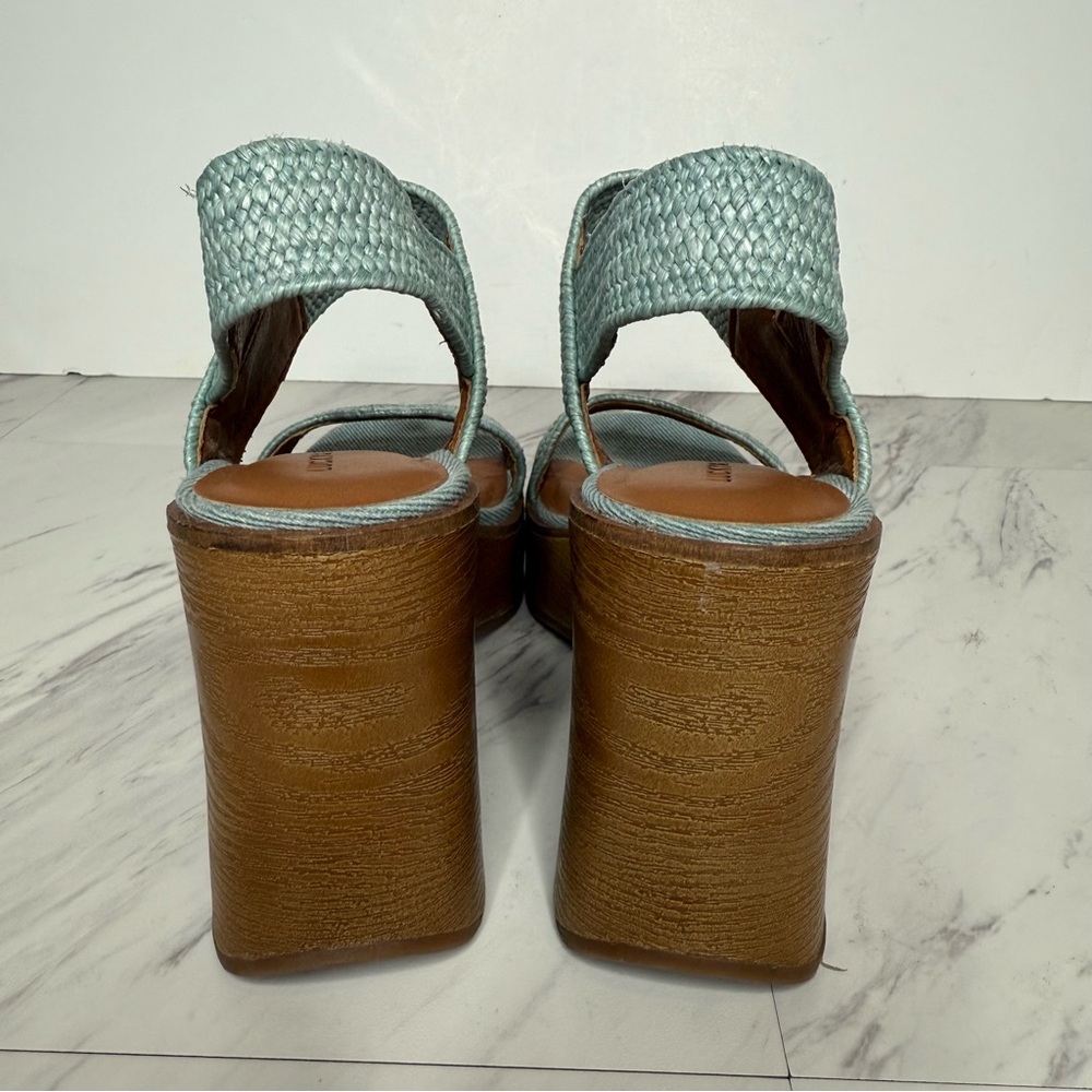 Lucky Brand Delukah Blue Platform Wedge Sandal 5 1/2 - Picture 4 of 14